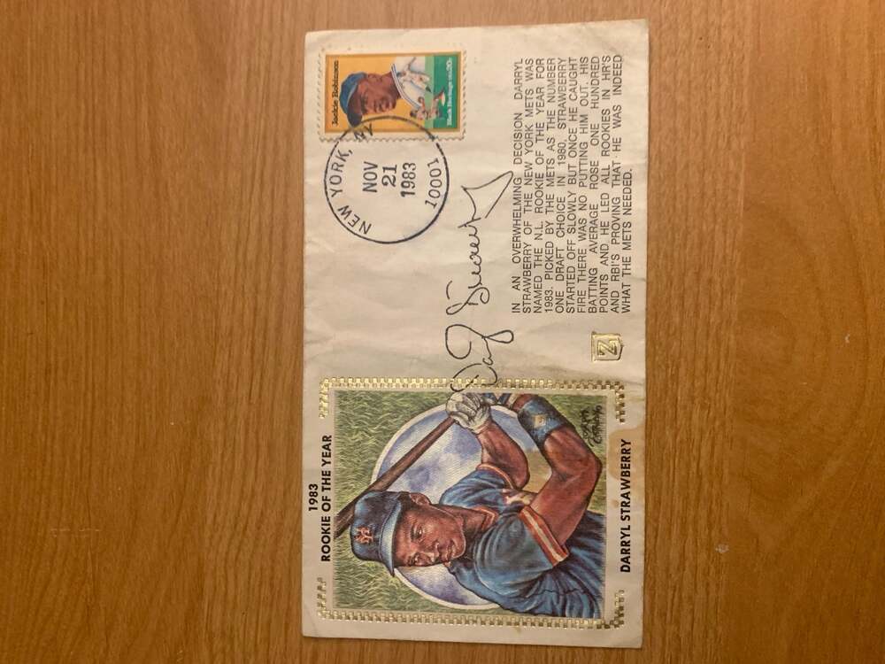 Darryl Strawberry Signed 1983 Rookie of the Year Z-Silk First Day Cover